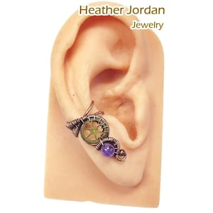 Steampunk Ear Cuff in Bronze with Amethyst