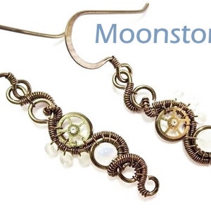 Steampunk Earrings in Bronze with Custom Gemstone image 8