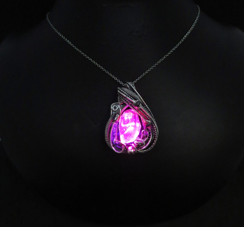 Custom Colored Resin Gem Light Pendants, Wire-Wrapped in Sterling Silver image 5