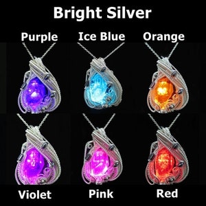 Custom Colored Resin Gem Light Pendants, Wire-Wrapped in Sterling Silver image 2