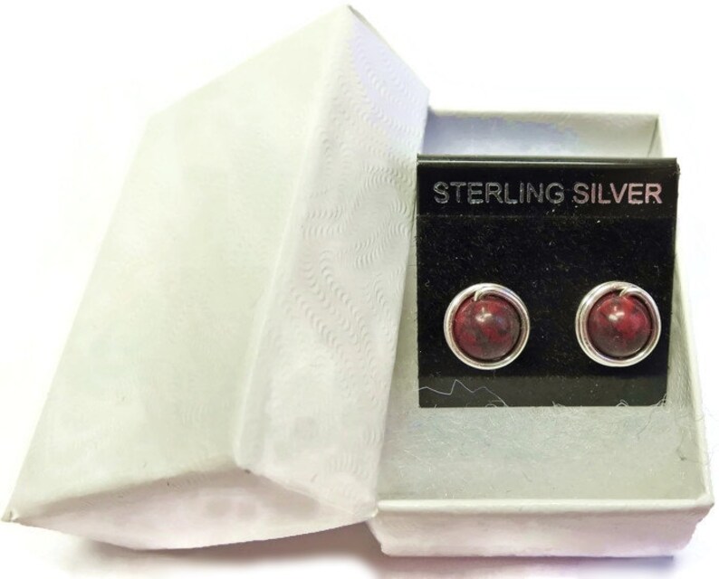 Red Jasper & Sterling Silver Post Earrings image 5