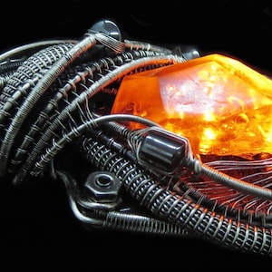 Custom Colored Resin Gem Light  Pendants, Wire-Wrapped in Sterling Silver