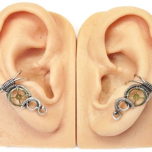 Steampunk Ear Cuff in Sterling Silver & Brass, Small