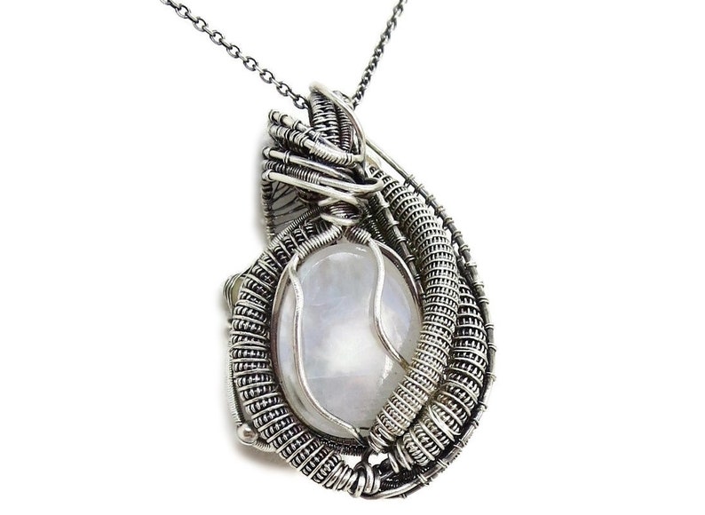 Rainbow Moonstone Pendant with Ethiopian Welo Opals image 4