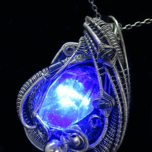 Custom Colored Resin Gem Light Pendants, Wire-Wrapped in Sterling Silver image 7