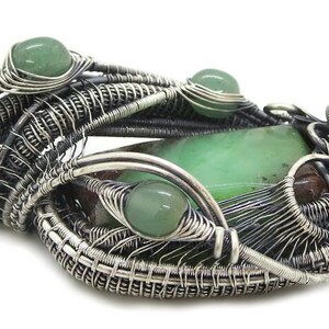 Australian Chrysoprase Wire-Wrapped Pendant in Sterling Silver with Aventurine, side