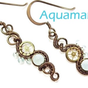 Steampunk Earrings in Bronze with Custom Gemstone image 2