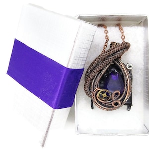 Colorful Steampunk Resin Gem Pendant: Bronze Wire-Wrapped Glowing Festival Jewelry Accessory