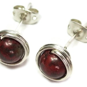 Red Jasper & Sterling Silver Post Earrings image 3