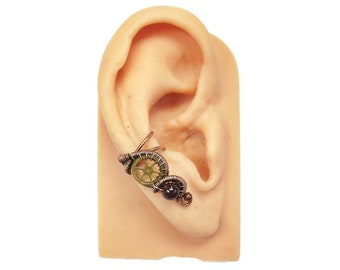 Steampunk Ear Cuff in Bronze & Garnet