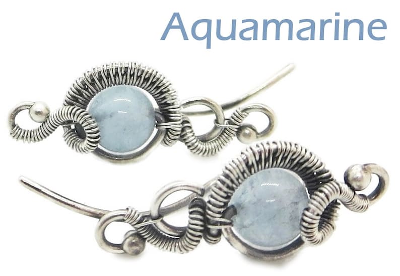 Malachite Aquamarine Sterling Silver Ear Pins in Amethyst Moonstone or Labradorite Kyanite Lapis