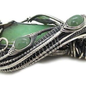 Australian Chrysoprase Wire-Wrapped Pendant in Sterling Silver with Aventurine, side view