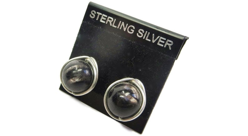 Hypersthene Post Earrings in Sterling Silver image 3