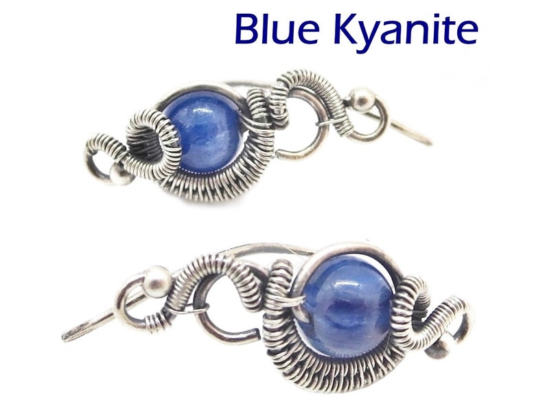 Malachite Aquamarine Sterling Silver Ear Pins in Amethyst Moonstone or Labradorite Kyanite Lapis