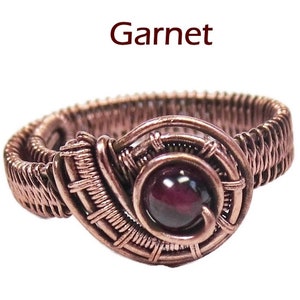 Custom Adjustable Woven Copper Ring - 10 Gemstone Options