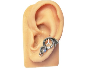 Steampunk Ear Cuff in Sterling Silver with Labradorite