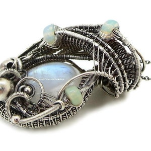 Rainbow Moonstone Pendant with Ethiopian Welo Opals image 7