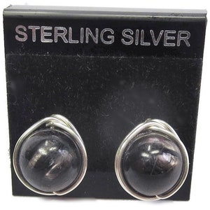 Hypersthene Post Earrings in Sterling Silver image 1