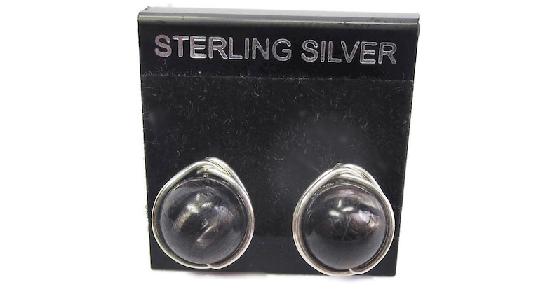 Hypersthene Post Earrings in Sterling Silver image 1