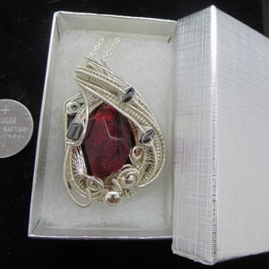 Custom Colored Resin Gem Light Pendants, Wire-Wrapped in Sterling Silver image 10