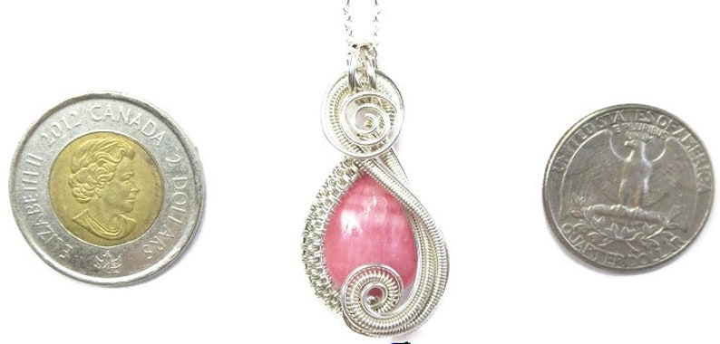 Rhodochrosite /& Sterling Silver Wire-Wrapped Pendant