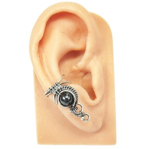 Sterling Silver Ear Cuff with Hematite