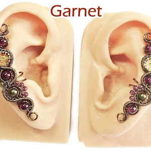 Steampunk Ear Cuff in Bronze with Custom Stone