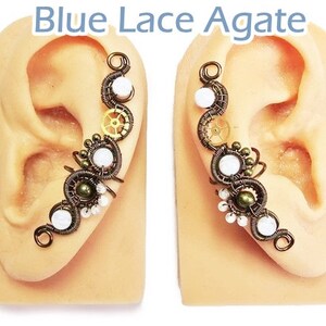 Steampunk Ear Cuff in Bronze & Brass with Custom Stone image 3