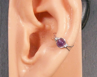 Custom Sterling Silver Ear Cuff with Gemstone