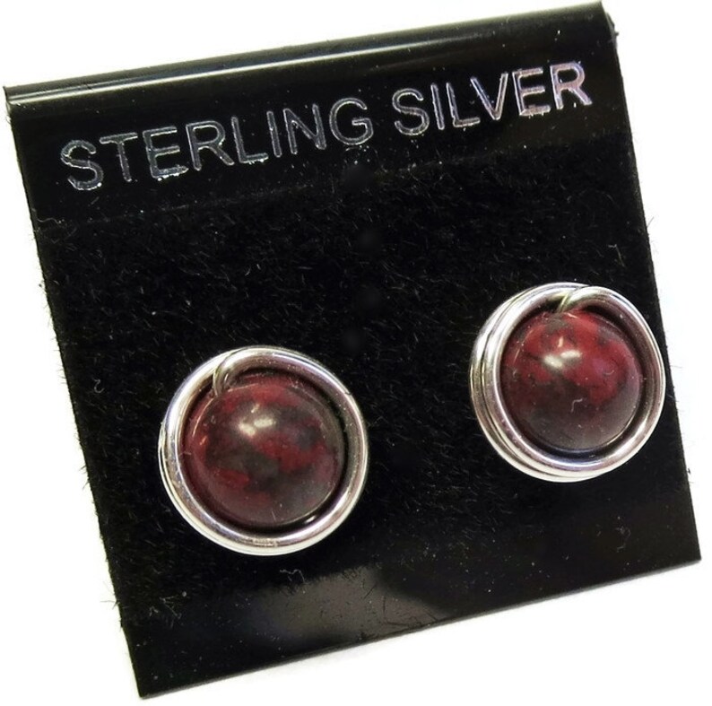 Red Jasper & Sterling Silver Post Earrings image 4