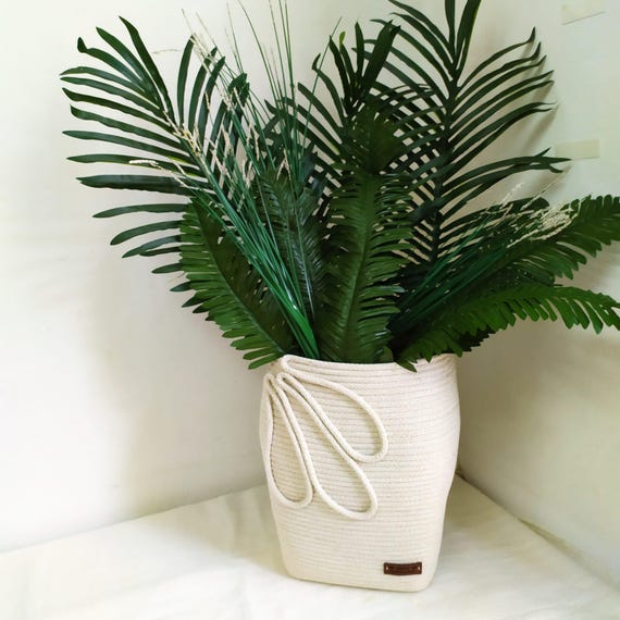 Handmade Cotton Rope Vase / Boho Planter Cover / Minimalist Woven Plant Pot / Eco-Friendly Home Decor