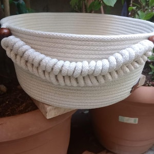 Handmade Rope Basket | Decorative Knitted Basket | Multi-Purpose Storage Container