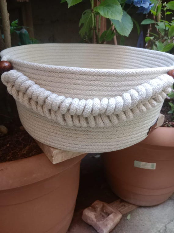 Handmade Rope Basket | Decorative Knitted Basket | Multi-Purpose Storage Container
