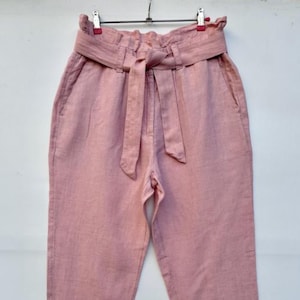 C&A Pink Linen Relaxed Fit Waist Trousers Size 38