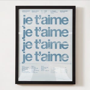Minimalist Je T&#39;aime Poster: French Typography Modern Love Print