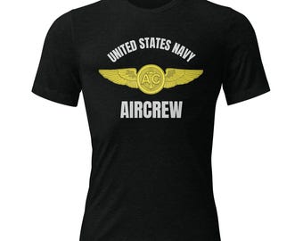 US Navy Aircrew Wings T-Shirt – AC Badge Military Tee, Aviation Tri-blend Shirt