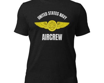 US Navy Aircrew Wings T-Shirt – AC Badge Military Tee, Aviation Crew Shirt