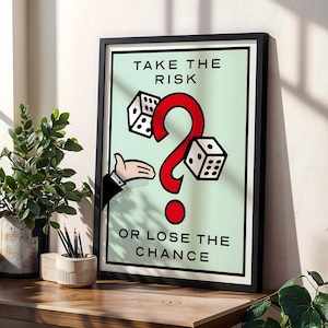 Take the Risk or Verliere die Chance - Motivationsposter mit Rahmen | Moderne Wandkunst | Matte Metallrahmen Druck | Büro, Wohnheim, Spielzimmer Dekor