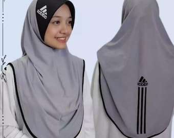 grey sports hijab, workout hijab Muslim gym wear, light weight modest hijab, breathable workout headscarf, Muslim Gym active wear