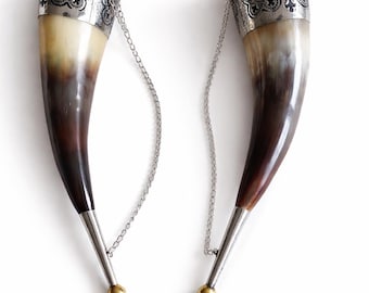 Viking Drinking Horn Mug 11–12 Inch with Chain Norse Medieval Tankard LARP Cosplay Him