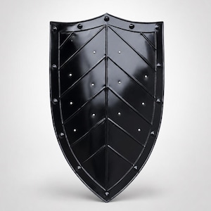 Black Medieval Knight Shield, Gothic Embossed Wall Decor, LARP Cosplay Armor Prop