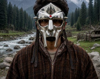 Máscara de gladiador de acero / Armadura de guerrero medieval, cosplay, LARP, decoración para ferias renacentistas
