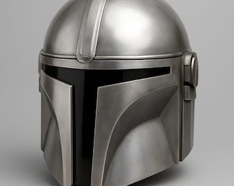 Beskar Inspired Mandalorian Helmet, Silver Sci Fi Cosplay Armor Helmet, Space Warrior Costume Prop