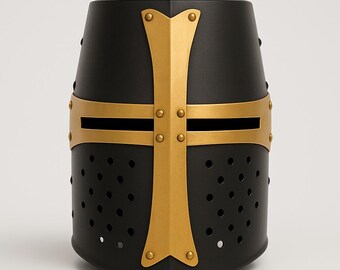 Casco de cruzado templario / Casco de caballero medieval / Armadura para LARP y cosplay / Accesorio de disfraz de cruzado / Casco de caballero para feria renacentista
