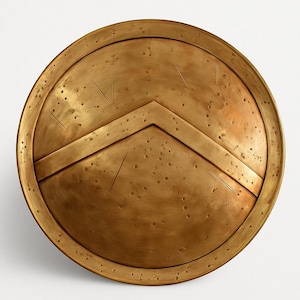 Escudo espartano de bronce hecho a mano, armadura de guerrero griego antiguo, accesorio medieval para cosplay y LARP.