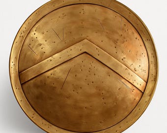 Handmade Spartan Bronze Shield, Ancient Greek Warrior Armor, Medieval Cosplay LARP Prop