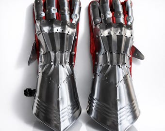 Steel Gauntlets Knight Hand Armor, Medieval Gothic LARP Cosplay Gloves