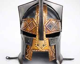 Steel Crusader Knight Helmet, Medieval Cosplay Armor, Handcrafted Templar Costume
