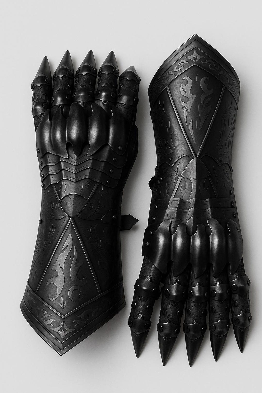 Black Medieval Gauntlets, Gothic Armor: Dark Warrior Costume Accessory ...