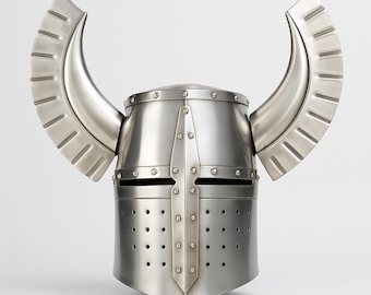 Medieval Knight Helmet | Crusader Armor Helmet | Viking Fantasy Cosplay Helm | Handmade Steel Helmet | LARP & Renaissance Faire Prop